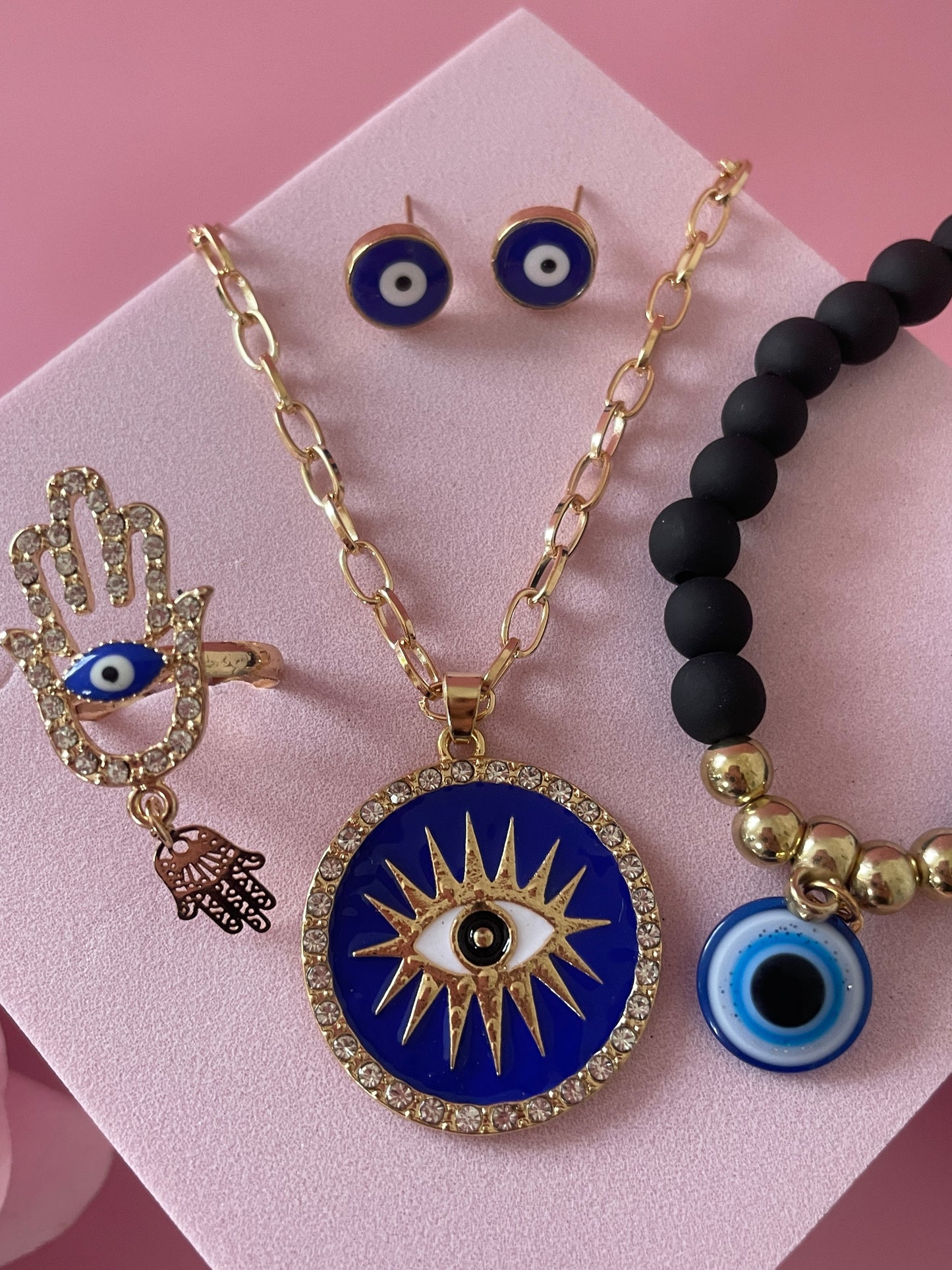 Protection Jewelry Blue Evil Eye Set