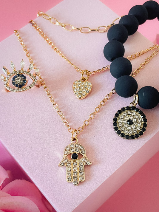Hamsa Hand Jewelry Set: Spiritual Amulet for Protection