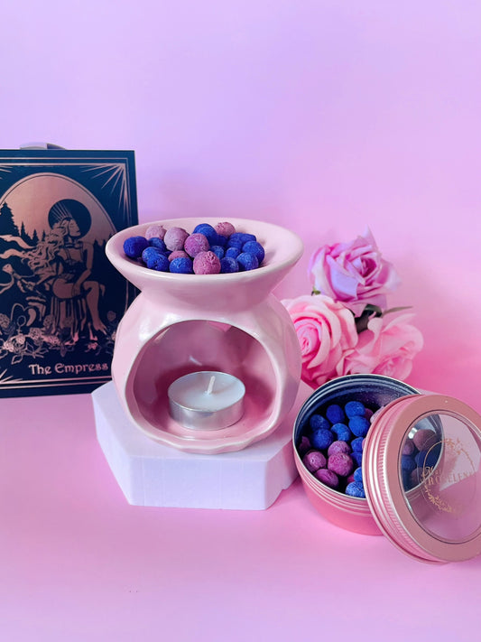 Pink Oil Burner Diffuser Kit with Aromatic Beads