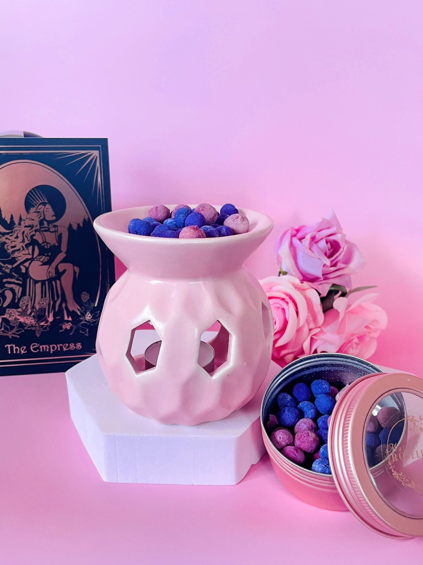 Pink Oil Burner Diffuser Kit with Aromatic Beads