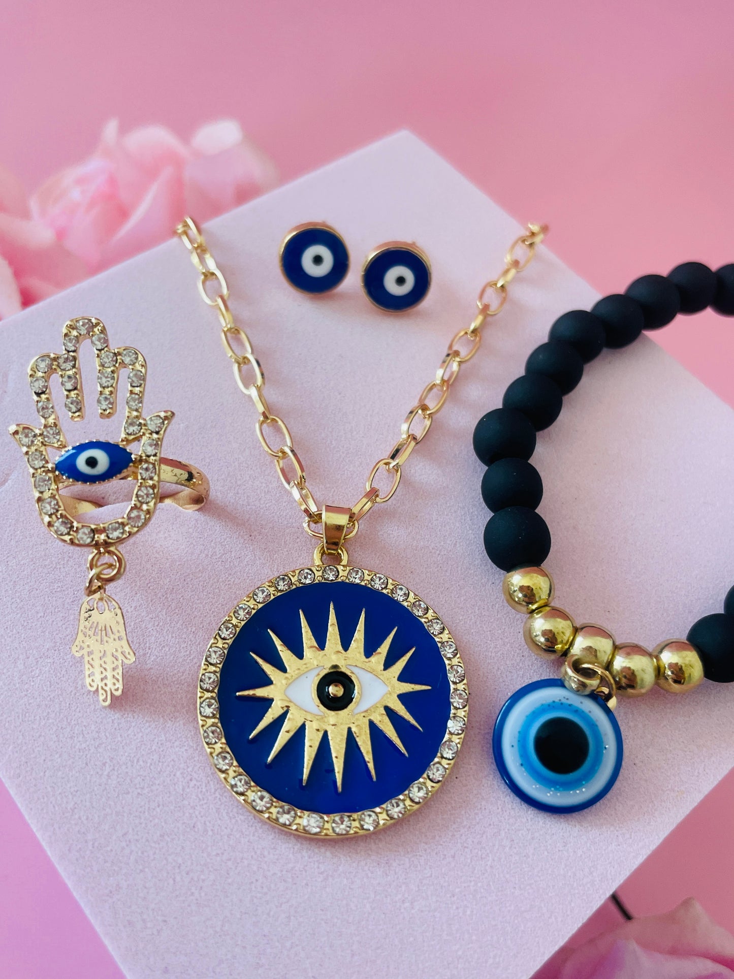 Protection Jewelry Blue Evil Eye Set