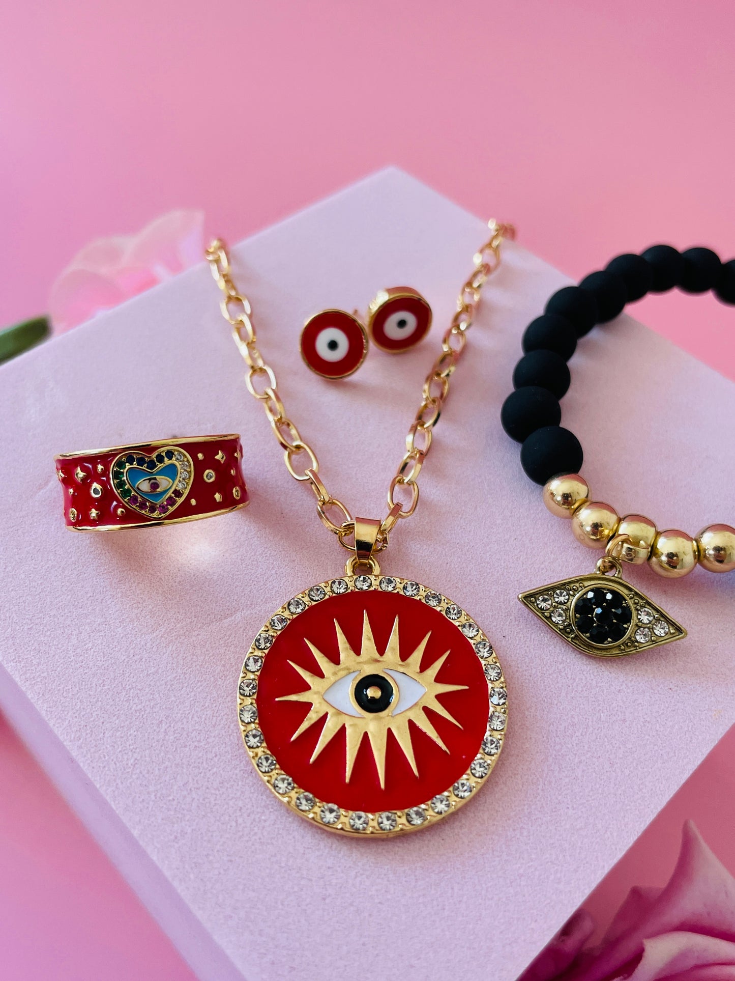 Protection Jewelry Red Evil Eye Set