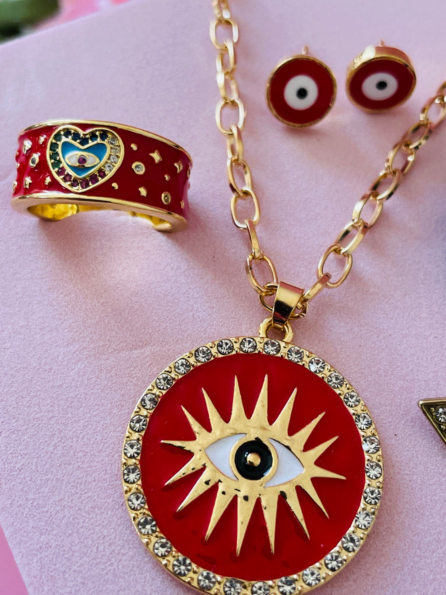 Protection Jewelry Red Evil Eye Set