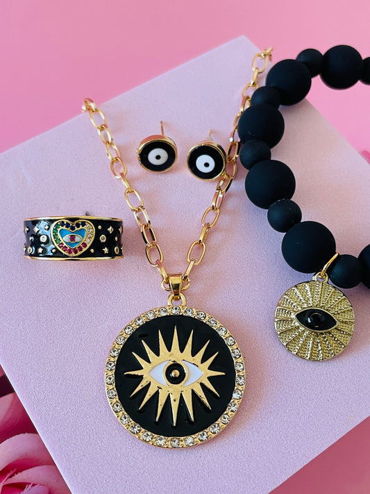 Black Evil Eye Jewelry Set